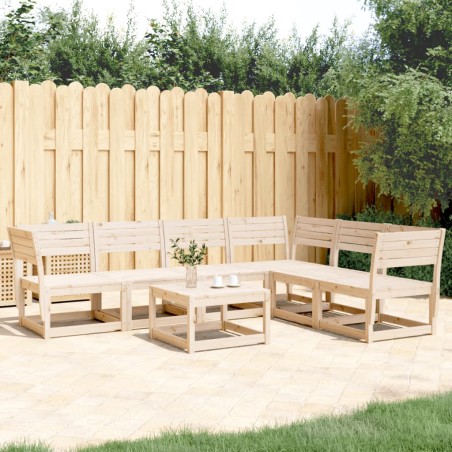 vidaXL Juego de sofás de jardín 6 piezas madera maciza de pino