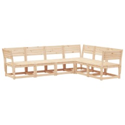 vidaXL Juego de sofás de jardín 6 piezas madera maciza de pino