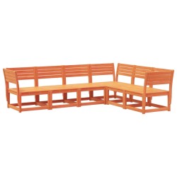 vidaXL Juego de sofás de jardín 6 pzas madera maciza pino marrón cera