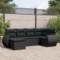 vidaXL Set de sofás de jardín 6 piezas y cojines ratán sintético negro vidaXL Set de sofás de jardín 6 piezas y cojines ratán sintético negro