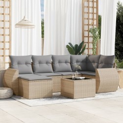 vidaXL Set sofás de jardín 7 piezas y cojines ratán sintético beige