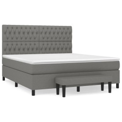 vidaXL Cama box spring con colchón tela gris oscuro 180x200 cm