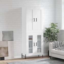 vidaXL Aparador alto madera contrachapada blanco brillo 69,5x34x180 cm
