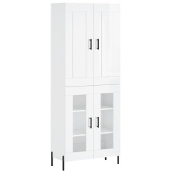 vidaXL Aparador alto madera contrachapada blanco brillo 69,5x34x180 cm
