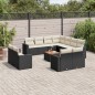 vidaXL Set de sofás de jardín y cojines 13 pzas ratán sintético negro