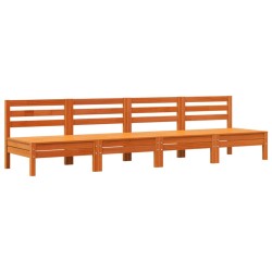 vidaXL Sofás de jardín sin reposabrazos 4 uds pino macizo marrón cera