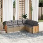 vidaXL Juego de sofás jardín con cojines 6 pzas ratán sintético beige vidaXL Juego de sofás jardín con cojines 6 pzas ratán sintético beige