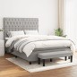 vidaXL Cama box spring con colchón tela gris claro 140x200 cm vidaXL Cama box spring con colchón tela gris claro 140x200 cm