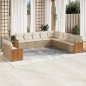 vidaXL Set de sofás de jardín 11pzas con cojines ratán sintético beige vidaXL Set de sofás de jardín 11pzas con cojines ratán sintético beige