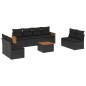 vidaXL Set de sofás de jardín 8 piezas y cojines ratán sintético negro vidaXL Set de sofás de jardín 8 piezas y cojines ratán sintético negro