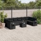 vidaXL Set de sofás de jardín 11 pzas y cojines ratán sintético negro