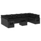 vidaXL Set de sofás de jardín 11 pzas y cojines ratán sintético negro