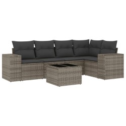 vidaXL Set de muebles de jardín 6 pzas y cojines ratán sintético gris