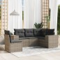 vidaXL Juego de sofás jardín con cojines 5 pzas ratán sintético gris vidaXL Juego de sofás jardín con cojines 5 pzas ratán sintético gris