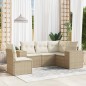 vidaXL Juego de sofás jardín con cojines 5 pzas ratán sintético beige vidaXL Juego de sofás jardín con cojines 5 pzas ratán sintético beige
