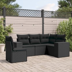 vidaXL Set de muebles de jardín 5 pzas y cojines ratán sintético negro