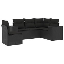 vidaXL Set de muebles de jardín 5 pzas y cojines ratán sintético negro