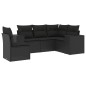 vidaXL Set de muebles de jardín 5 pzas y cojines ratán sintético negro vidaXL Set de muebles de jardín 5 pzas y cojines ratán sintético negro