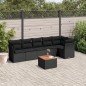 vidaXL Set de comedor de jardín 7 pzas y cojines ratán sintético negro vidaXL Set de comedor de jardín 7 pzas y cojines ratán sintético negro