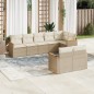 vidaXL Juego de sofás de jardín con cojines beige 8 pzas ratán PE vidaXL Juego de sofás de jardín con cojines beige 8 pzas ratán PE