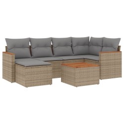 vidaXL Set sofás de jardín 7 piezas y cojines ratán sintético beige