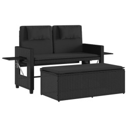 vidaXL Sillón reclinable de jardín con cojines ratán sintético negro