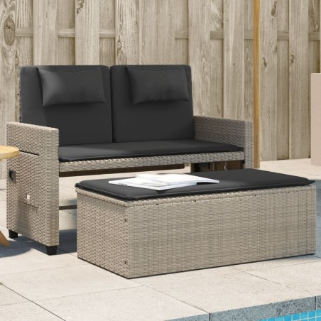 vidaXL Sillón reclinable de jardín con cojines ratán sintético gris