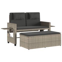vidaXL Sillón reclinable de jardín con cojines ratán sintético gris