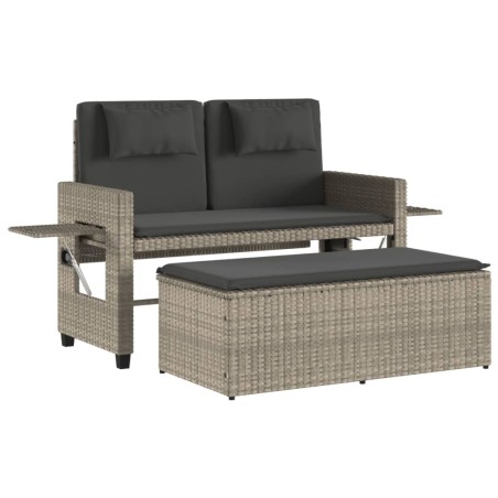 vidaXL Sillón reclinable de jardín con cojines ratán sintético gris