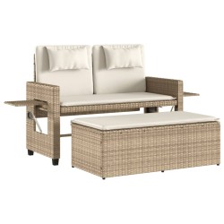 vidaXL Sillón reclinable de jardín con cojines ratán sintético beige