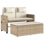 vidaXL Sillón reclinable de jardín con cojines ratán sintético beige vidaXL Sillón reclinable de jardín con cojines ratán sintético beige