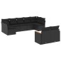 vidaXL Set de sofás de jardín 8 piezas y cojines ratán sintético negro vidaXL Set de sofás de jardín 8 piezas y cojines ratán sintético negro