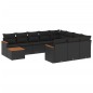 vidaXL Set de sofás de jardín 11 pzas y cojines ratán sintético negro vidaXL Set de sofás de jardín 11 pzas y cojines ratán sintético negro
