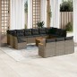 vidaXL Set de sofás de jardín 14 pzas con cojines ratán sintético gris vidaXL Set de sofás de jardín 14 pzas con cojines ratán sintético gris