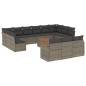 vidaXL Set de sofás de jardín 14 pzas con cojines ratán sintético gris vidaXL Set de sofás de jardín 14 pzas con cojines ratán sintético gris