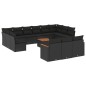 vidaXL Set sofás de jardín 14 pzas con cojines ratán sintético negro vidaXL Set sofás de jardín 14 pzas con cojines ratán sintético negro