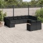 vidaXL Set de sofás de jardín 12 piezas cojines ratán sintético negro vidaXL Set de sofás de jardín 12 piezas cojines ratán sintético negro