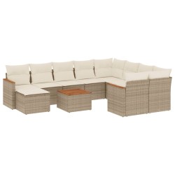 vidaXL Set de sofás de jardín 11pzas con cojines ratán sintético beige