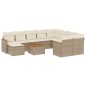 vidaXL Set de sofás de jardín 11pzas con cojines ratán sintético beige vidaXL Set de sofás de jardín 11pzas con cojines ratán sintético beige