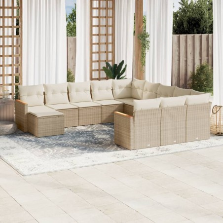 vidaXL Set de sofás de jardín 12 pzas y cojines ratán sintético marrón