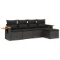vidaXL Set de muebles de jardín 5 pzas y cojines ratán sintético negro vidaXL Set de muebles de jardín 5 pzas y cojines ratán sintético negro