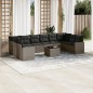 vidaXL Set de sofás de jardín 11 pzas y cojines ratán sintético gris vidaXL Set de sofás de jardín 11 pzas y cojines ratán sintético gris