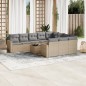 vidaXL Set de sofás de jardín 11pzas con cojines ratán sintético beige vidaXL Set de sofás de jardín 11pzas con cojines ratán sintético beige