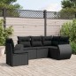 vidaXL Set de muebles de jardín 5 pzas y cojines ratán sintético negro vidaXL Set de muebles de jardín 5 pzas y cojines ratán sintético negro