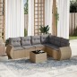vidaXL Set sofás de jardín 7 piezas y cojines ratán sintético beige vidaXL Set sofás de jardín 7 piezas y cojines ratán sintético beige