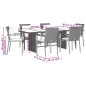 vidaXL Set de comedor de jardín 7 pzas y cojines ratán sintético negro