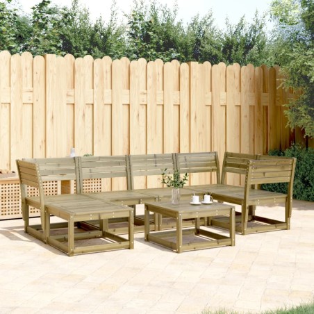 vidaXL Juego de sofás de jardín 6 piezas madera de pino impregnada