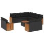 vidaXL Set de sofás de jardín 12 piezas cojines ratán sintético negro vidaXL Set de sofás de jardín 12 piezas cojines ratán sintético negro