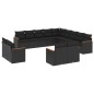 vidaXL Set de sofás de jardín y cojines 13 pzas ratán sintético negro vidaXL Set de sofás de jardín y cojines 13 pzas ratán sintético negro