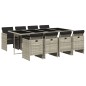 vidaXL Set comedor de jardín 9 pzas cojines ratán sintético gris claro vidaXL Set comedor de jardín 9 pzas cojines ratán sintético gris claro